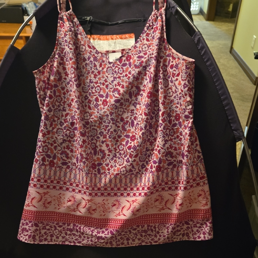 CAbi Vibrant Pink and Purple Patterned Camisole